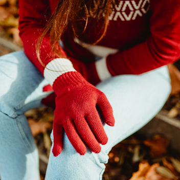 Vlněné Rukavice Merino Red