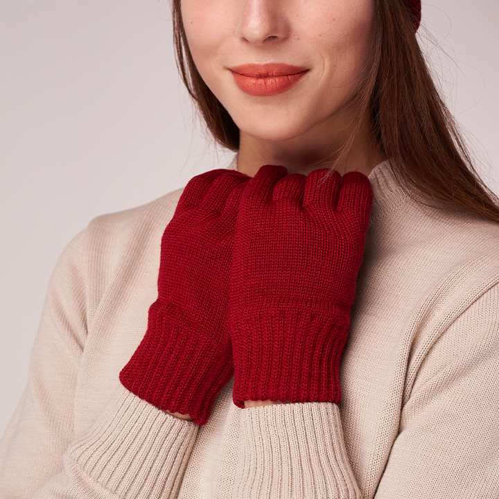 Vlněné Rukavice Merino Red